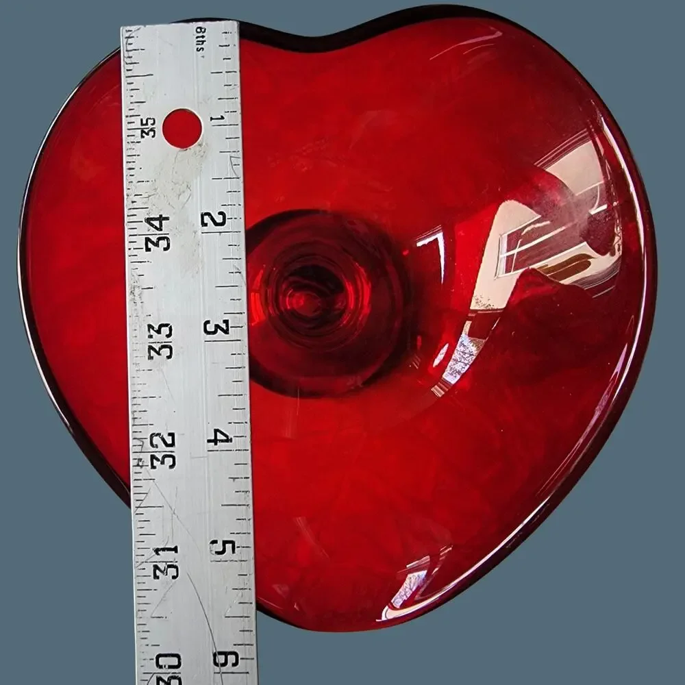 Vintage 1960 Fostoria Heart-Shaped Ruby Red Pedestal Compote